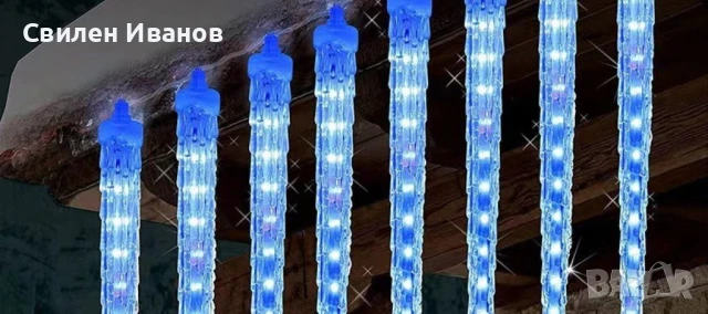 Коледна светеща украса тип падащ сняг / Светеща висулка  42cm / Бяла светлина / 8бр висулки, снимка 5 - Други - 51390190