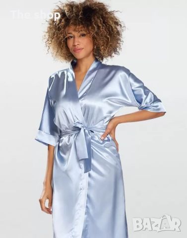 Сатенен дамски халат в светлосин цвят Nable 100 DKaren (008)
