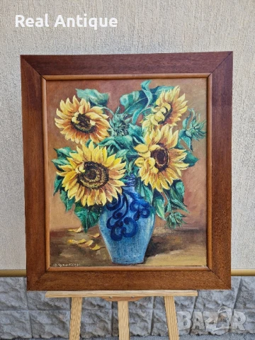 Страхотна антикварна авторска белгийска картина масло върху платно, снимка 2 - Антикварни и старинни предмети - 51050359