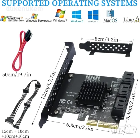 НОВА! PCIe SATA карта 6 порта, 6 Gbps 4X SATA 3.0, снимка 5 - Други - 47758740