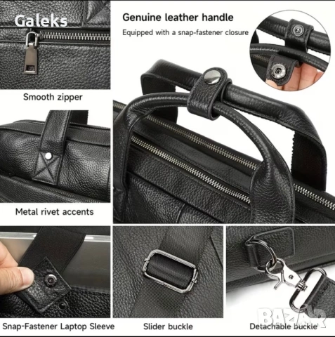 Мъжка елегантна офис чанта за лаптоп 15”/Бизнес куфарче от естест. кожа!, снимка 17 - Чанти - 53481102