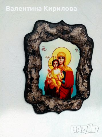Икона на Света Богородица с младенеца, снимка 6 - Икони - 46363880