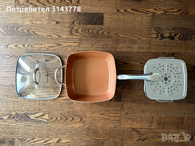 Дълбок тиган с незалепващо покритие, Copper Chef Pan, 6 в 1, снимка 3 - Съдове за готвене - 54113646