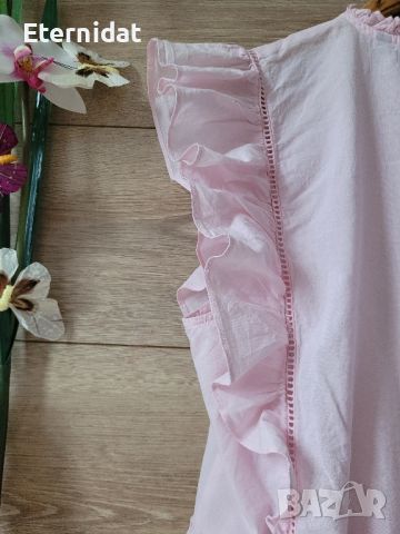 Розова блуза памучна материя с бродерии цветя , снимка 6 - Корсети, бюстиета, топове - 45404527