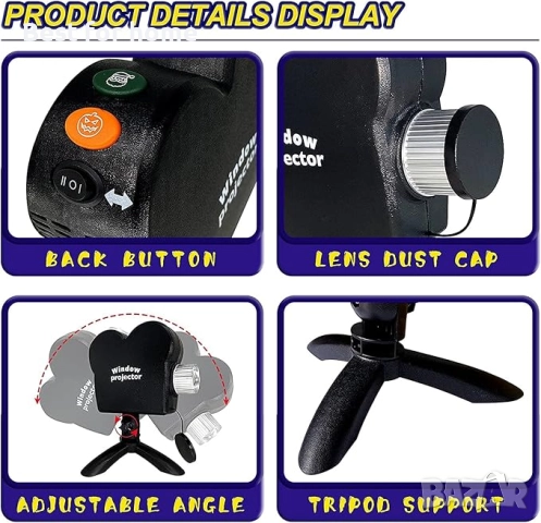 Холограмен проектор YGBrand за Хелоуин, коледна украса,12 филма, снимка 5 - Друга електроника - 52807786