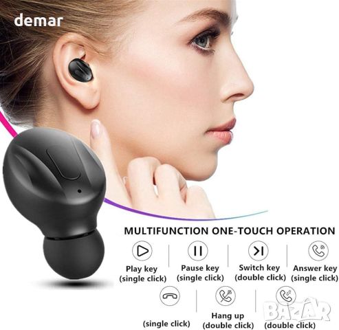 Слушалки Xawy, 5.0 безжични слушалки в ухото, стерео звук, микрофон, за iOS, Android, снимка 4 - Безжични слушалки - 45438178