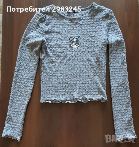 Дамска сива блуза с емблема кученце