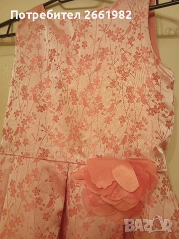 Разкошна, официална розова рокличка - сатен, снимка 5 - Детски рокли и поли - 51085932