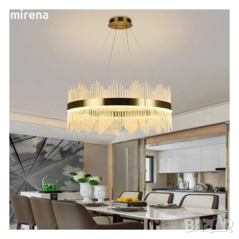 LED ЛЕД Димируем кристален полилей на връв 100 см зллатен