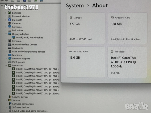 2K Touch Surface Laptop 3`Core i7-1065G7/16GB DDR4/512GB NVMe/Бат 10ч, снимка 7 - Лаптопи за работа - 52638360