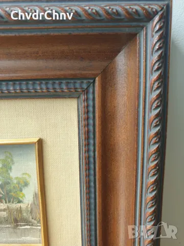 23x21см/3бр малки стари картини масло върху платно/селски пейзажи/картина в дървена рамка, снимка 7 - Картини - 48789469