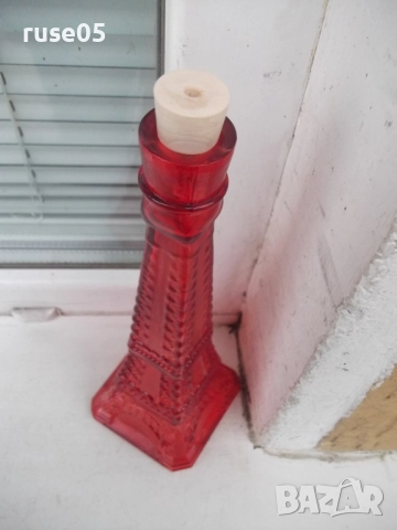 Шише "Айфелова кула" стъклено червено, снимка 7 - Други стоки за дома - 52423347