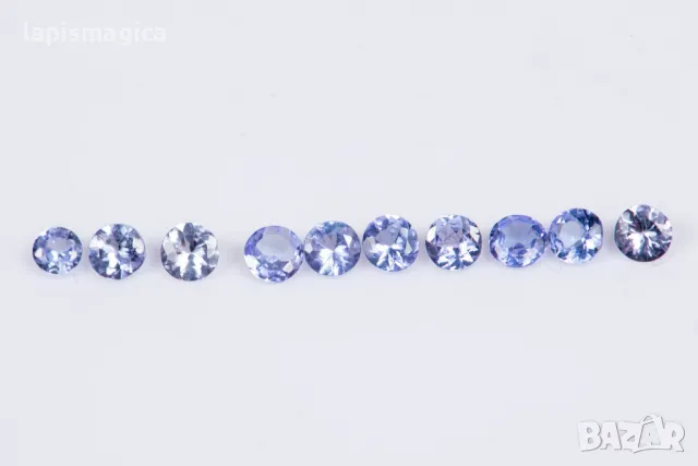 10 броя танзанит 0.82ct 2.4-2.7mm кръгла шлифовка #2, снимка 1 - Други - 48420252