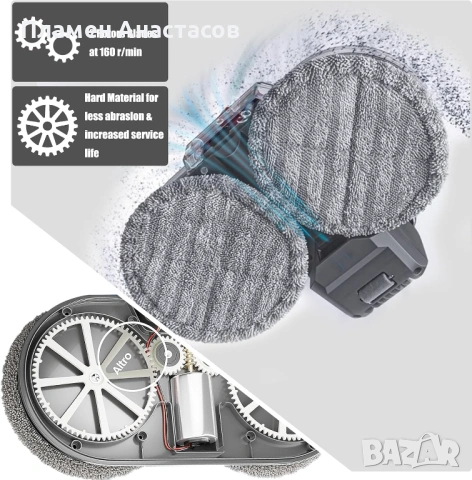 Italdos електрическа глава за моп за Dyson V7/V8/V10/V11/V15 + 3 чифта микрофибърни кърпи, снимка 5 - Прахосмукачки - 53385565