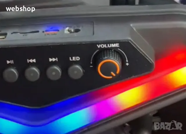 Преносима безжична тонколона с мощен звук и LED ефекти, 8 Инча, снимка 3 - Тонколони - 49723139