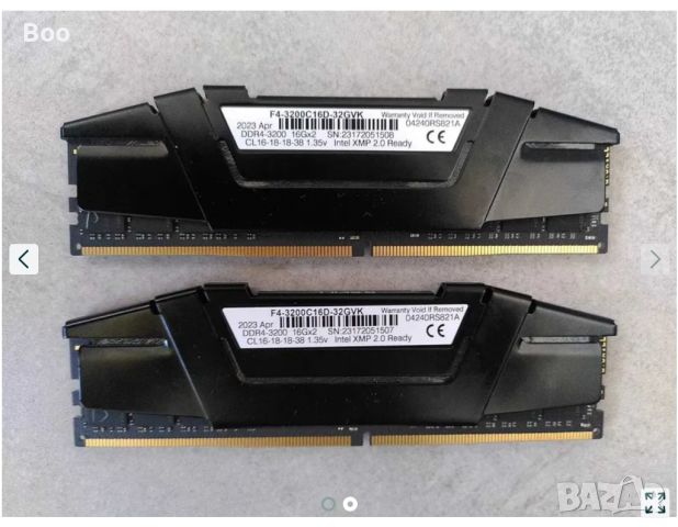 Рам Памет G.SKILL Ripjaws V Black 32GB (2x16GB) 3200MHz CL16, снимка 2 - RAM памет - 46136064