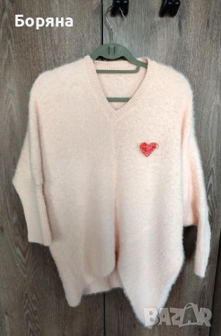 НАМАЛЕН - Нов пухкав пуловер бутик Vision с брошка, снимка 7 - Блузи с дълъг ръкав и пуловери - 38572663