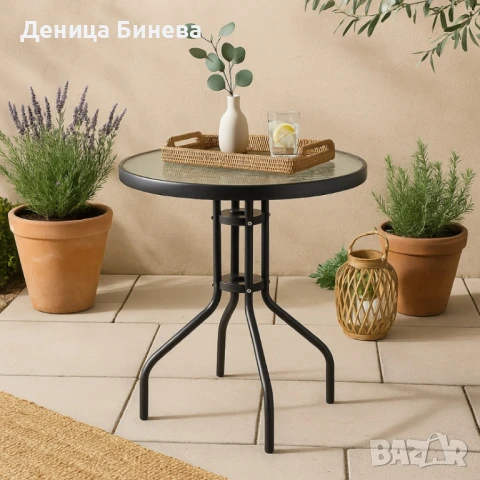 Maca Muhler 60xH74cm, стъклен плот, снимка 2 - Маси - 50834919