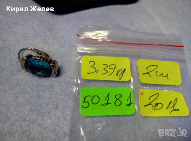 ПРЕКРАСНА СТАРА СКЪПОЦЕННА СРЕБЪРНА ОБЕЦИ СРЕБРО ВИСОКА ПРОБА с ЮВЕЛИРНО ФАСЕТИРАН СИН КРИСТАЛ 50181, снимка 4 - Антикварни и старинни предмети - 50510700