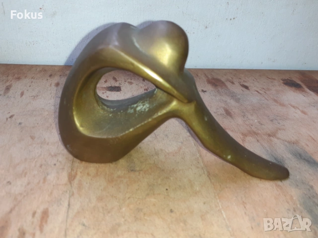 Стара изящна статуетка фигура пластика масивен бронз, снимка 3 - Антикварни и старинни предмети - 54220613