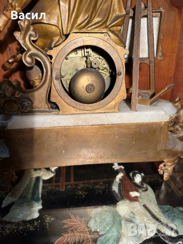 Каминен часовник мрамор , снимка 2 - Антикварни и старинни предмети - 54246773