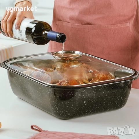 Правоъгълен гювеч с емайлово покритие 41/30см, снимка 4 - Съдове за готвене - 51124509
