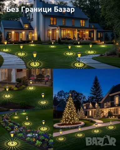 Нови LED соларни лампи за двор градина 8 броя топло бяло автоматични, снимка 6 - Лед осветление - 53743684