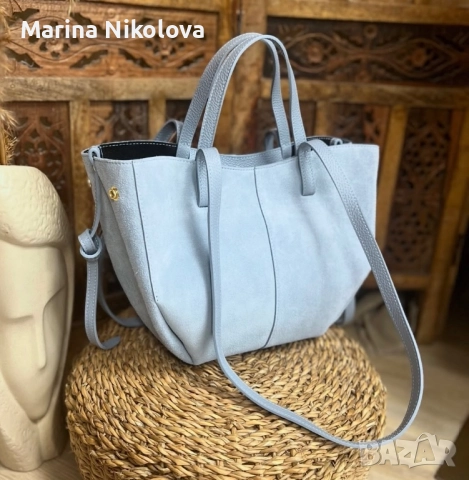 Чанта естествен велур