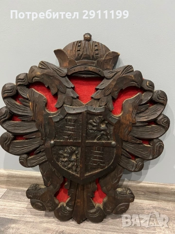 Декоративно пано, дърворезба на герб, снимка 2 - Други - 54269854