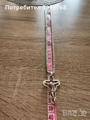 Сребъре ланец със кръст, снимка 3 - Колиета, медальони, синджири - 53673494