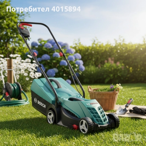 Електрическа косачка Bosch Rotak 32 - 1200W с GrassCombs, коси до самия ръб, кош 31 л, снимка 2 - Други инструменти - 51859214