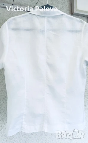 Бяла ленена риза ALESSIA LEON модерен дизайн, снимка 15 - Ризи - 50444283