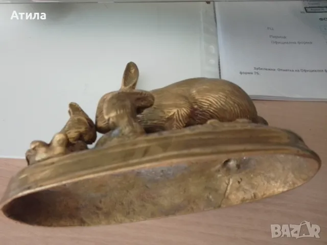 заек статуетка  бронз 12/16 см, снимка 7 - Статуетки - 50149845