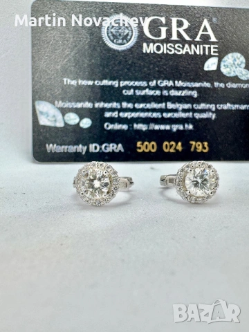 Сребърни обеци с мойсанит (Диамант) 0.5 карата