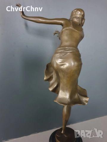 39см-4кг Chiparus статуетка/френска бронзова скулптура/Арт Деко фигура кабаретна танцьорка-балерина, снимка 3 - Статуетки - 52469095