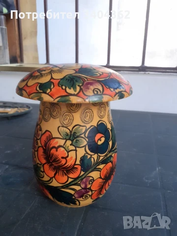 Руска дървена играчка гъба рисувана Матрьошка, снимка 4 - Антикварни и старинни предмети - 50918340