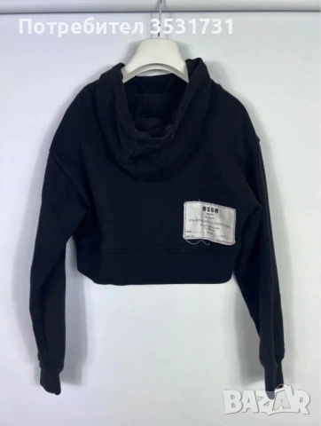 MSGM черен скъсен суичър с качулка, снимка 3 - Детски Блузи и туники - 53836429