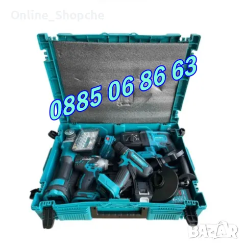 Комплект 5в1 перфоратор, винтоверт, гайковерт/импакт, ъглошлайф и лампа с USB 36V с 3 батерии, снимка 3 - Други инструменти - 49628507