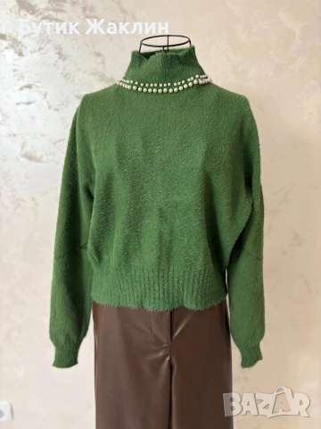 Дамски пуловер с перли , снимка 3 - Блузи с дълъг ръкав и пуловери - 52746020