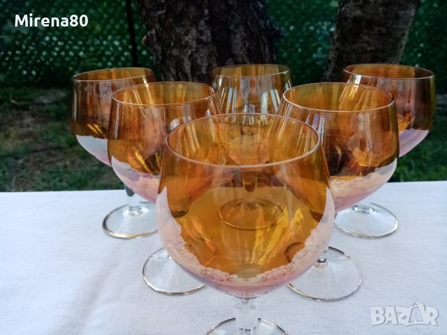 Стари български нюансирани чаши за ракия - 6 бр., снимка 2 - Сервизи - 46486887