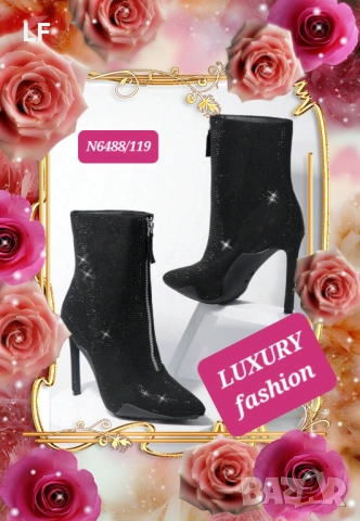 Дамски ботуши с кристали, снимка 3 - Дамски боти - 52535352