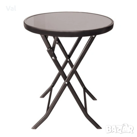 Маса Muhler D60xH74cm, сгъваема, стъклен плот, снимка 4 - Маси - 53642631