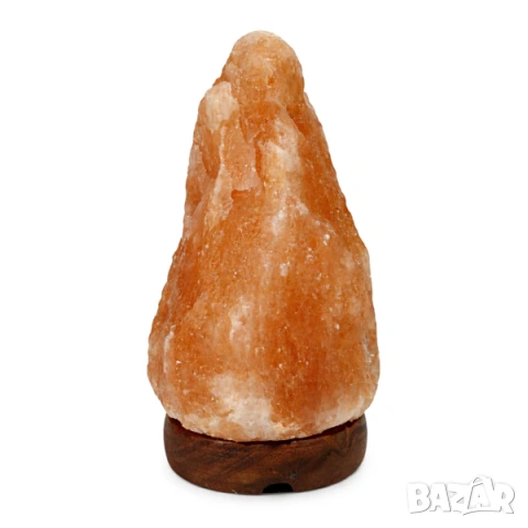 Солна лампа / Лампа от хималайска сол с дървена основа - 3 размера, снимка 5 - Настолни лампи - 53499225