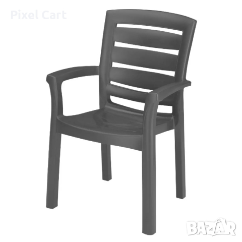 Градински стол с подлакътници - Черен, снимка 3 - Столове - 44979131