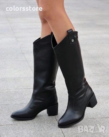 Ботуши на ток - черна кожа - TL33 , снимка 2 - Дамски ботуши - 51662897