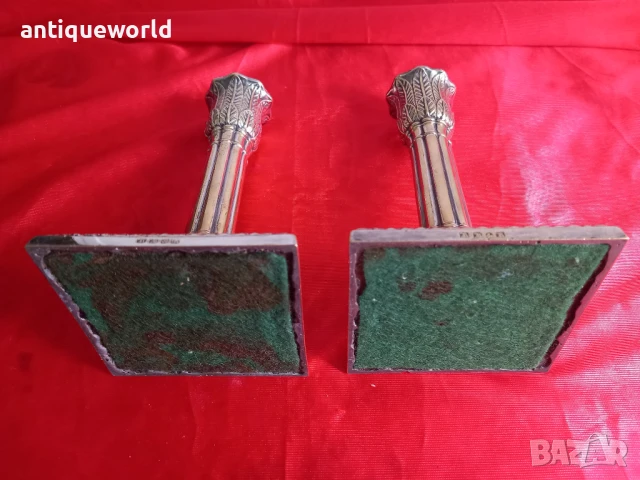 Стари Английски Дебело Посребрени СВЕЩНИЦИ. Маркирани!, снимка 6 - Антикварни и старинни предмети - 51125197