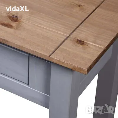 vidaXL Конзолна маса, сива, 110x40x72 см, бор масив, стил Панама(SKU:282680), снимка 3 - Маси - 49502106