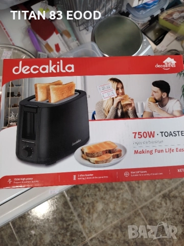Тостер DECAKILA, 750 W, defrost, черен, снимка 3 - Тостери - 51497129