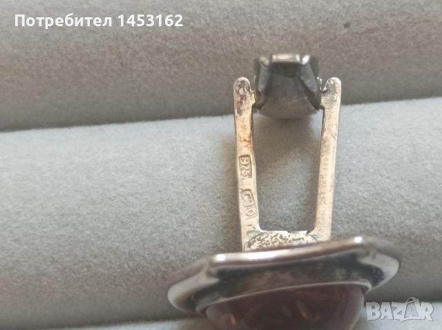 Сребърни ръкавели с естествен кехлибар , снимка 2 - Колиета, медальони, синджири - 45695135
