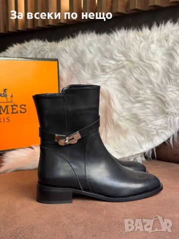 Hermes Дамски Черни Кожени Боти Хермес Код E819, снимка 3 - Дамски боти - 51477571
